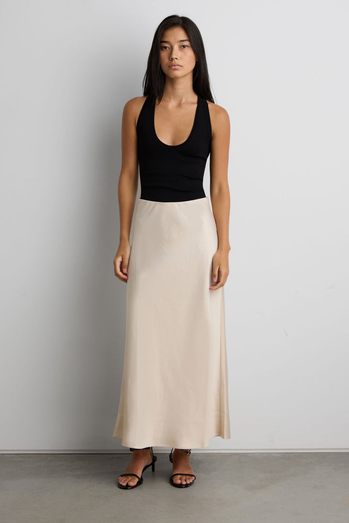 SATIN MIDI SKIRT
