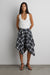 Asymmetrical draped plaid mini skirt in black plaid — main image