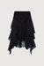 Ruffled asymmetrical maxi skirt in black — main image