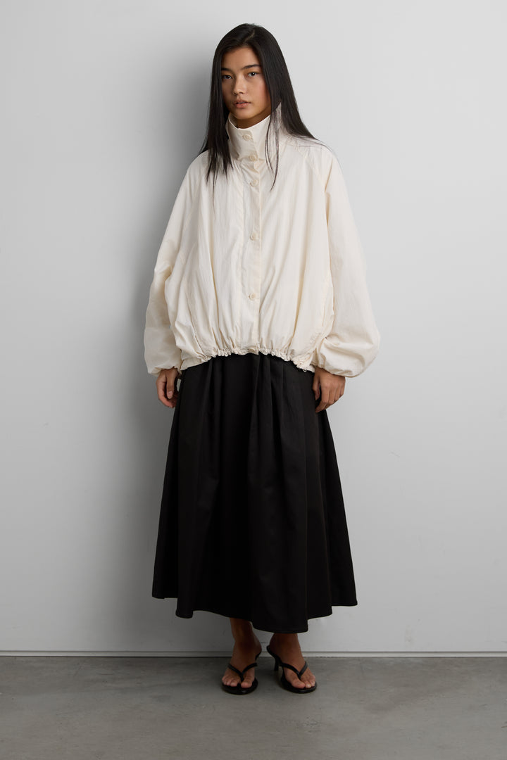 FRONT PLEATED MAXI SKIRT in Black — alternate angle
