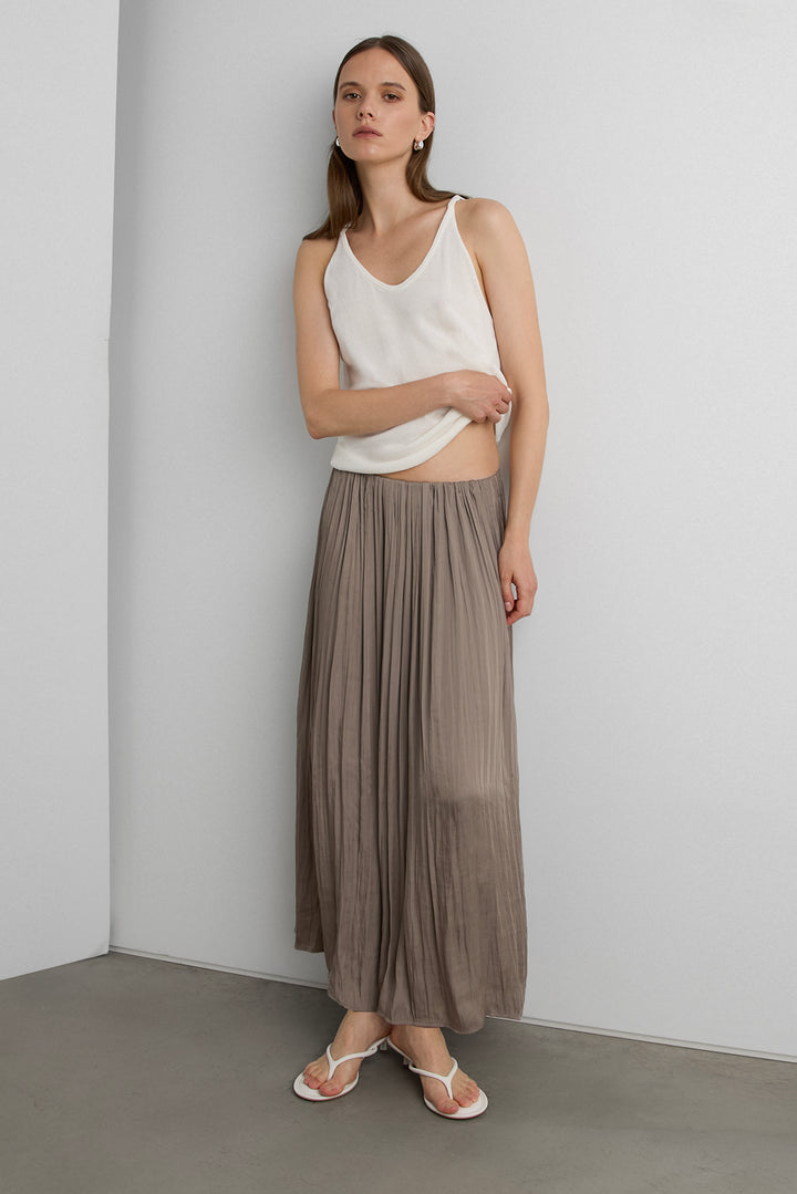 WRINKLE EFFECT MAXI SKIRT in Gray — alternate angle