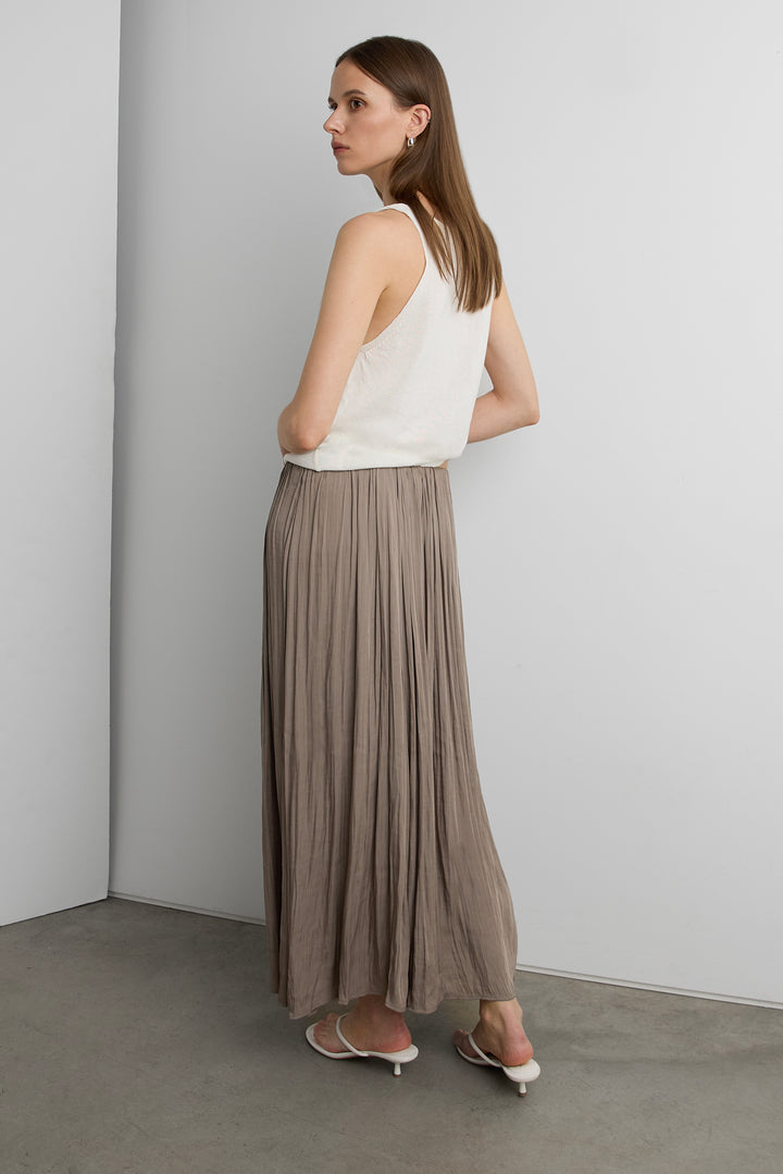 WRINKLE EFFECT MAXI SKIRT in Gray — alternate angle