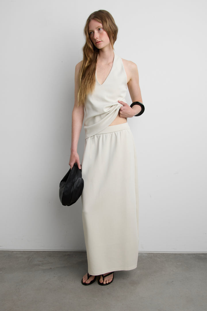 JERSEY SKIRT WITH PINTUCK DETAIL in Gray — alternate angle