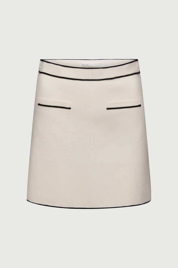 KNIT MINI SKIRT in Cream Black — alternate angle