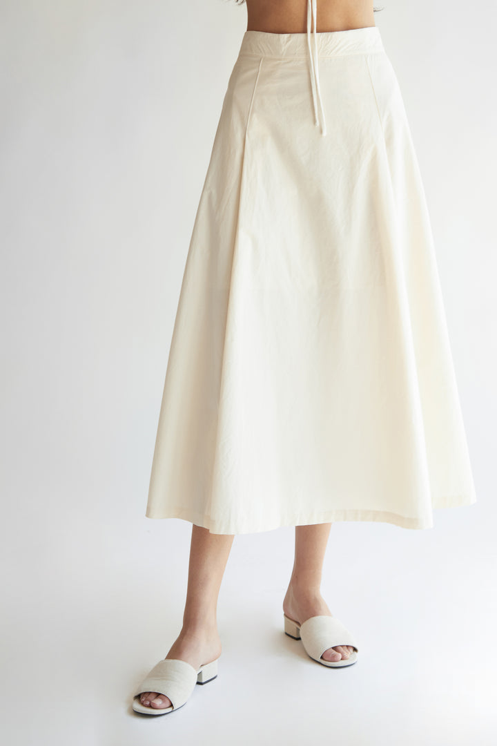 MIDI A-LINE SKIRT in Cream — alternate angle
