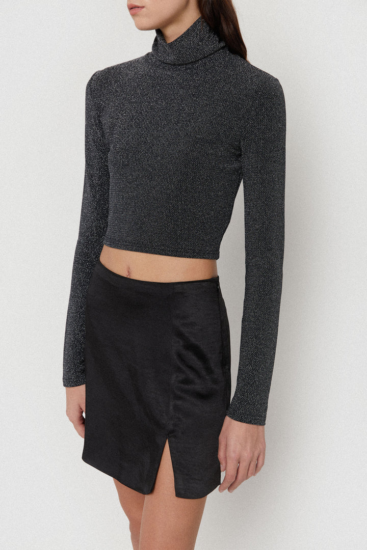 MINI SLIP SKIRT in Black — alternate angle