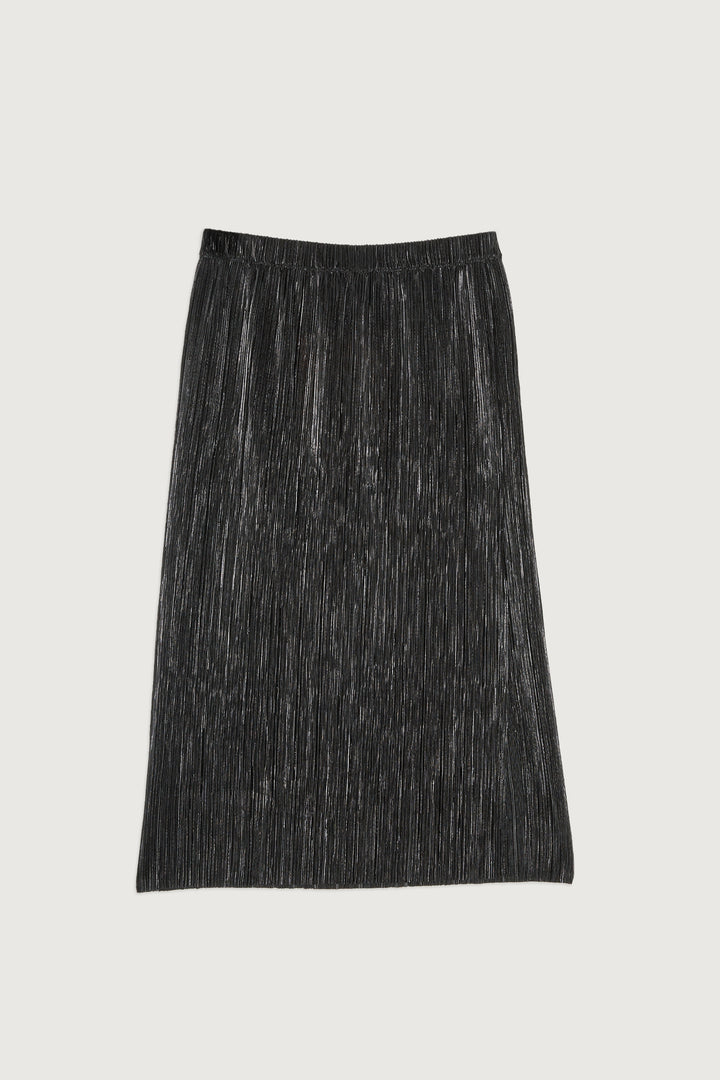 SPARKLY PLEATED MIDI SKIRT