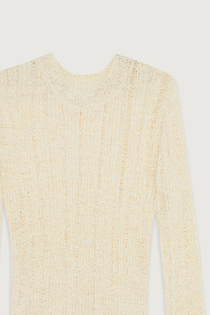 MESH KNIT SWEATER in Beige — alternate angle
