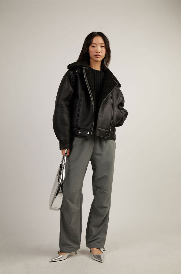 OPEN BACK MOCKNECK SWEATER in Black — alternate angle