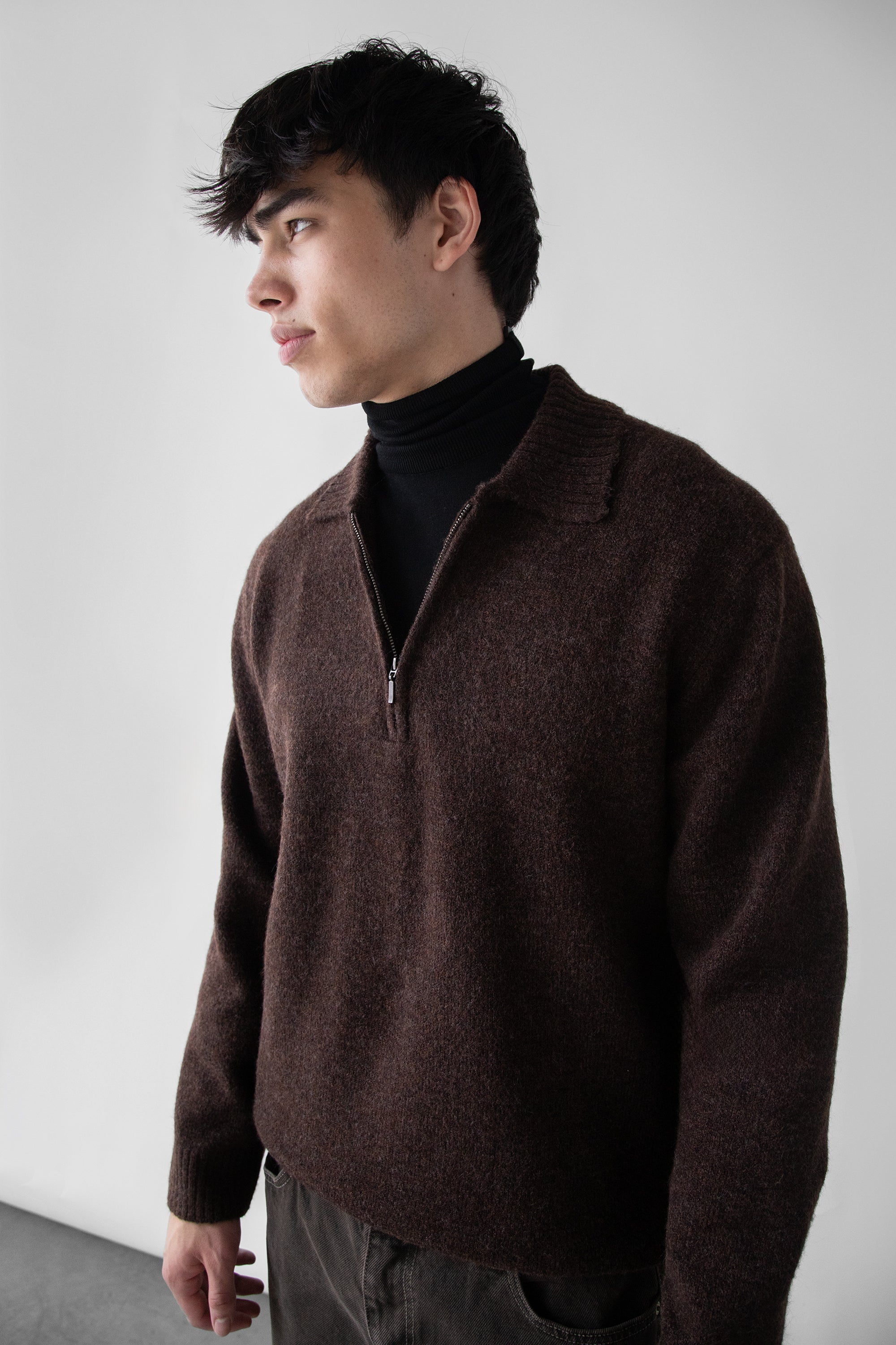 Polo Half Zip Sweater | OAK + FORT – OAK + FORT USA