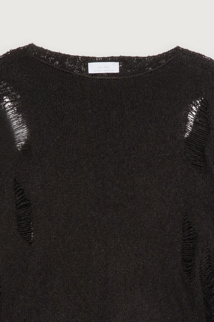 DISTRESSED OVERSIZED SWEATER in Black — alternate angle