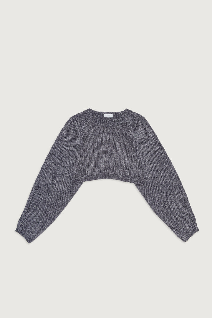 CROPPED OPEN BACK SWEATER in Navy — alternate angle
