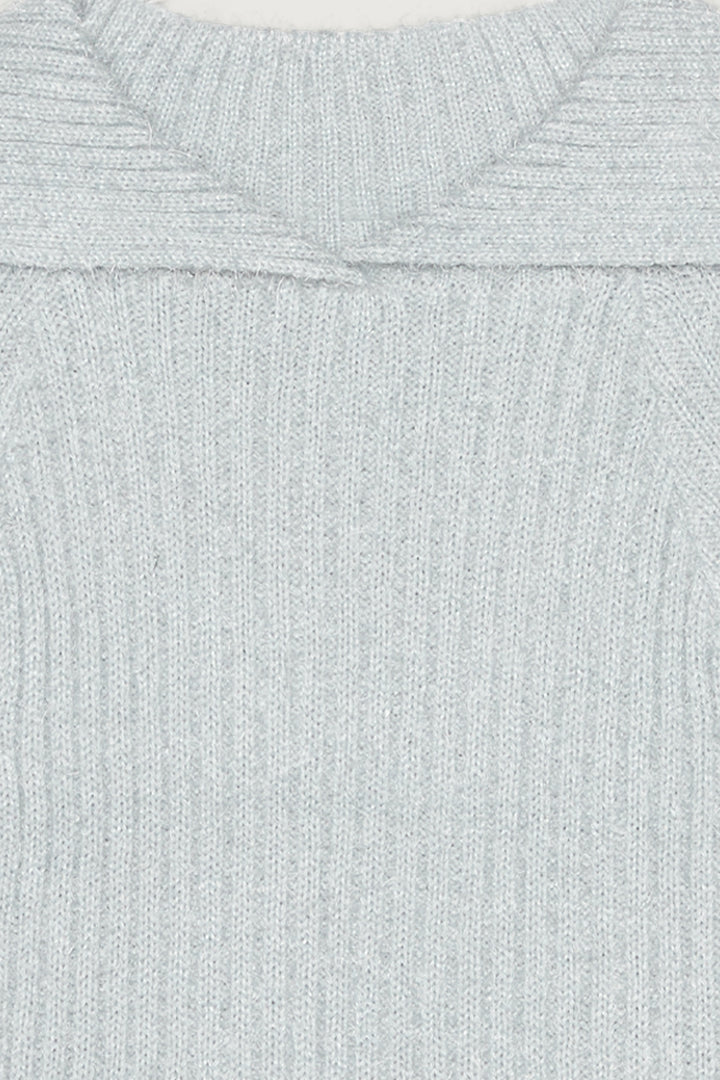 EXTENDED COLLAR KNIT SWEATER in GREY — alternate angle