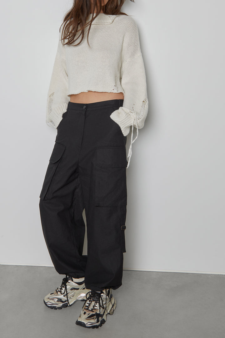 DISTRESSED TURTLENECK SWEATER in Beige — alternate angle