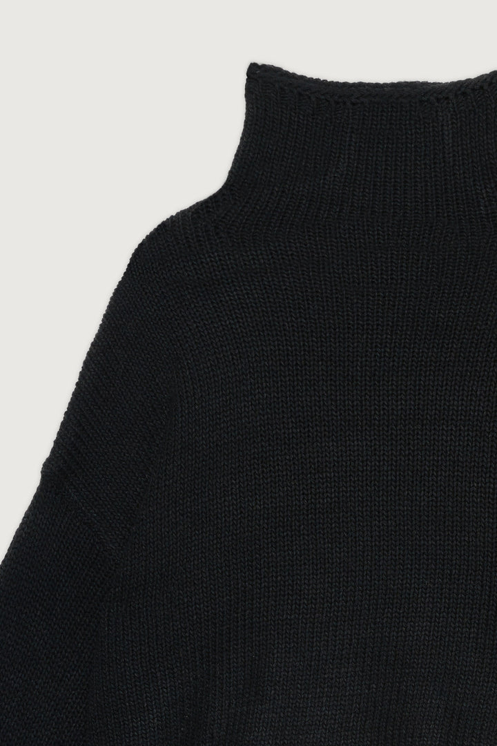 DISTRESSED TURTLENECK SWEATER in Black — alternate angle