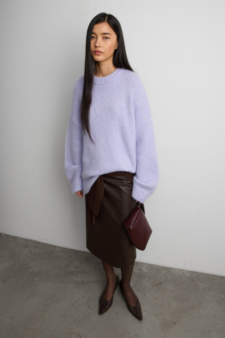 OVERSIZED CREWNECK SWEATER in Purple Orchid — alternate angle