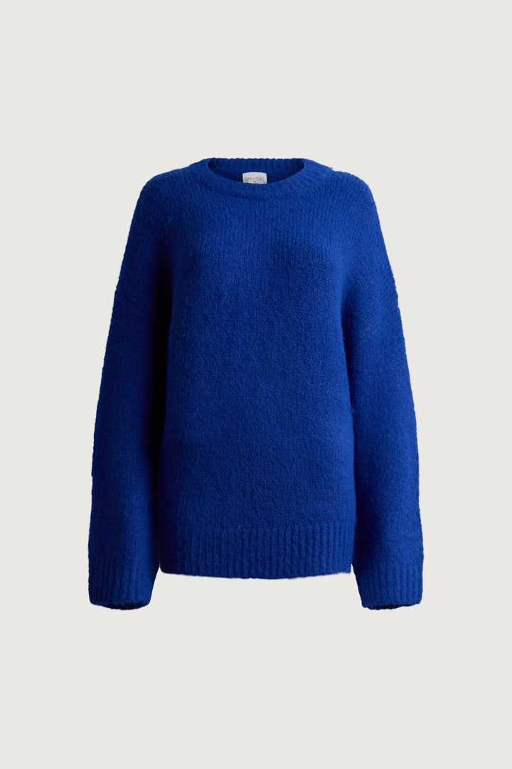 OVERSIZED CREWNECK SWEATER in SURF BLUE — alternate angle