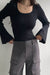 SCOOP NECK BELL SLEEVE SWEATER