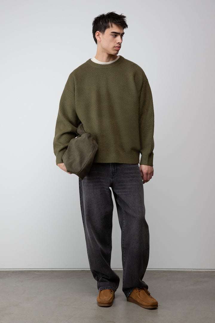 TEXTURED CREWNECK SWEATER