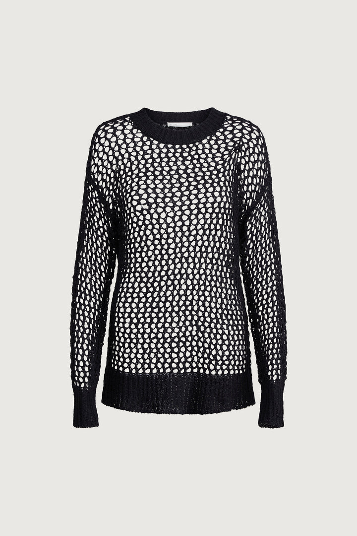 OVERSIZED CROCHET SWEATER in Black — alternate angle