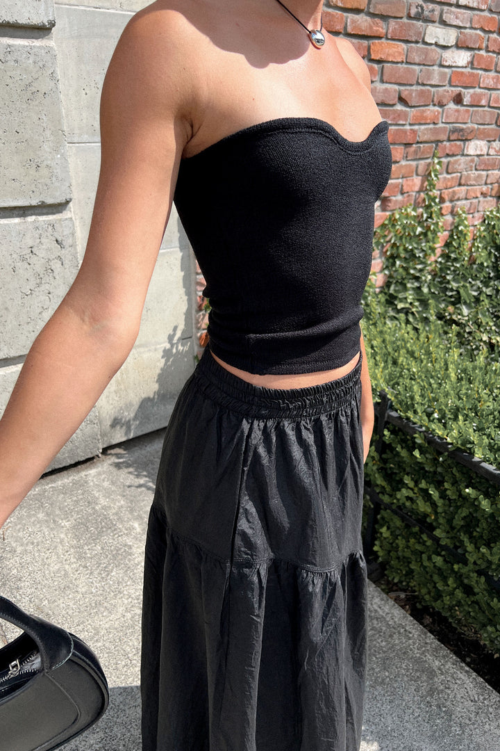 KNIT TUBE TOP in Black — alternate angle