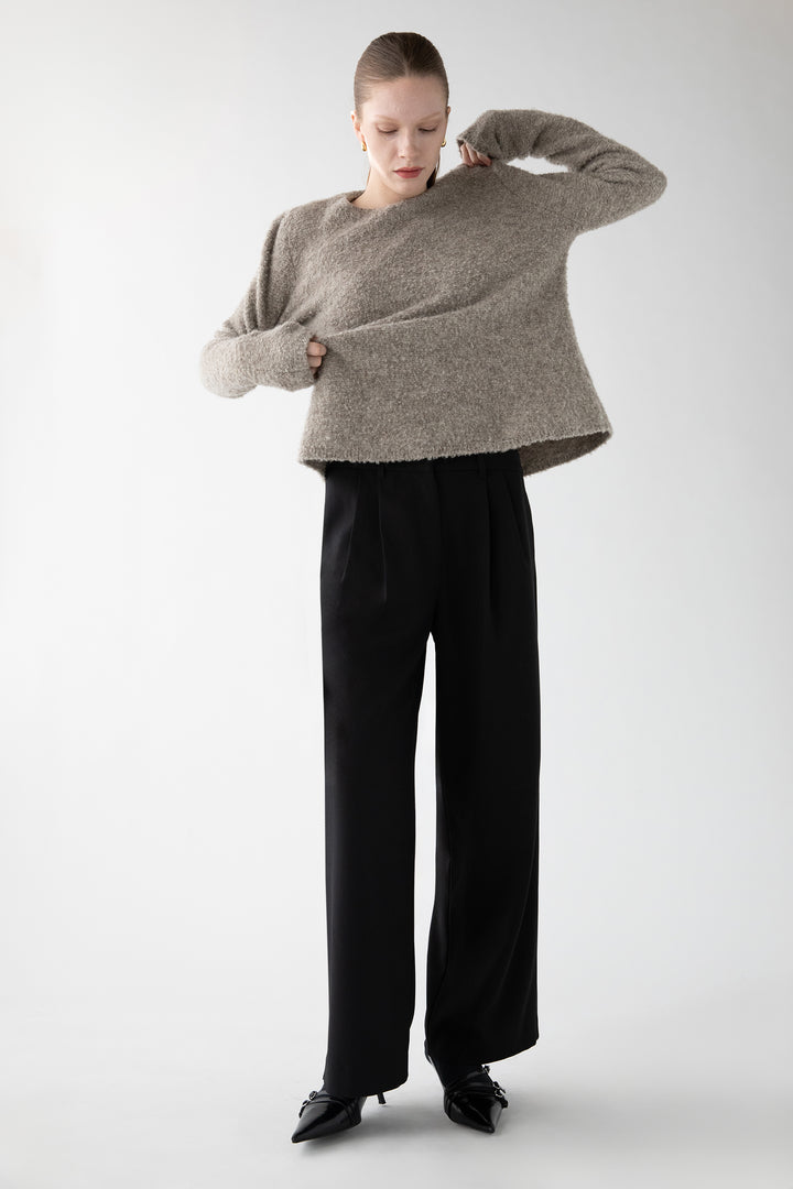 BOUCLE KNIT CREWNECK SWEATER