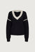 CROPPED CONTRAST V-NECK SWEATER