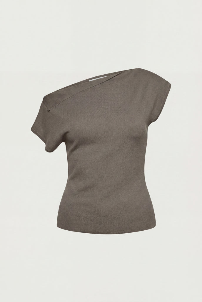 Asymmetrical Off The Shoulder Cap Sleeve Sweater | OAK + FORT