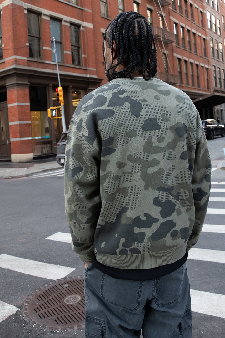 JACQUARD CAMO KNIT SWEATER in Camo — alternate angle