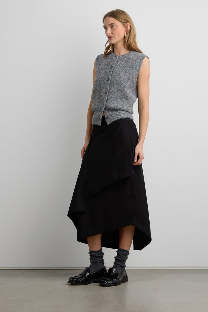 MOHAIR KNIT BUTTON FRONT SWEATER VEST in Smoked Pearl — alternate angle