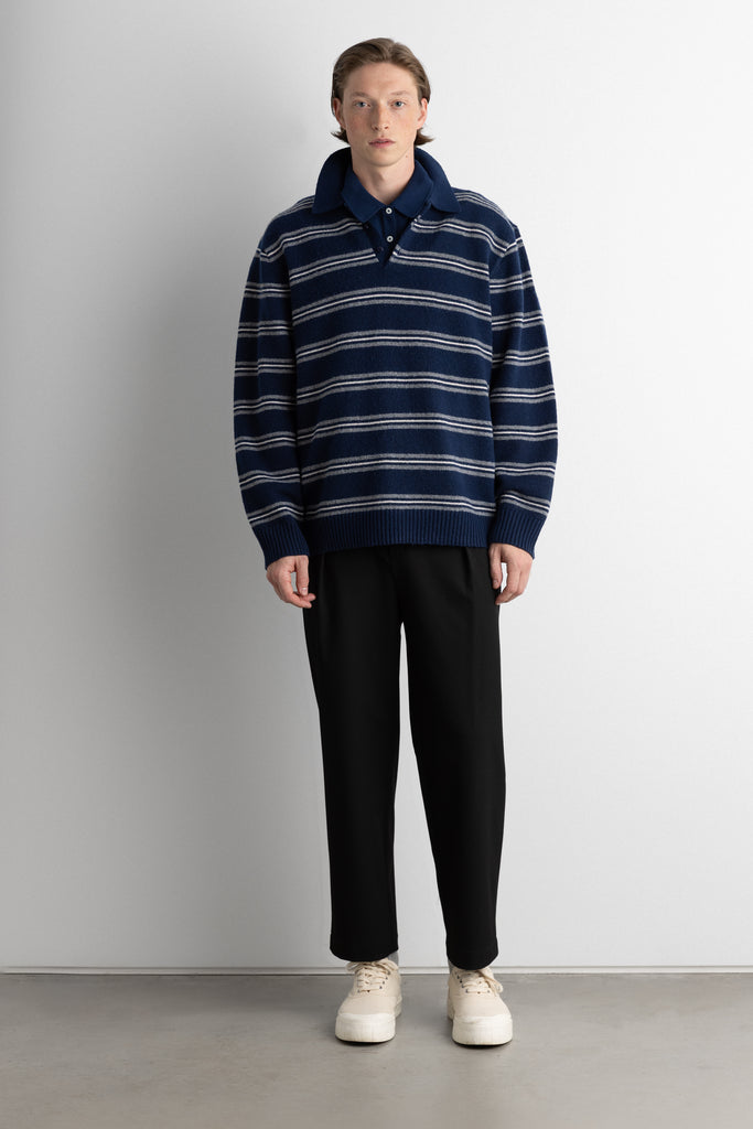 s*r様 最終値下げ Knit Stripe L/S Polo Mサイズ Sweater-14366_Navy_Blue_Stripe