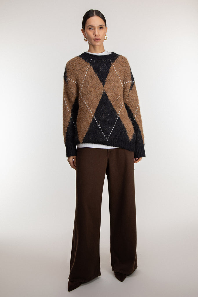 OVERSIZED ARGYLE SWEATER - Main Image