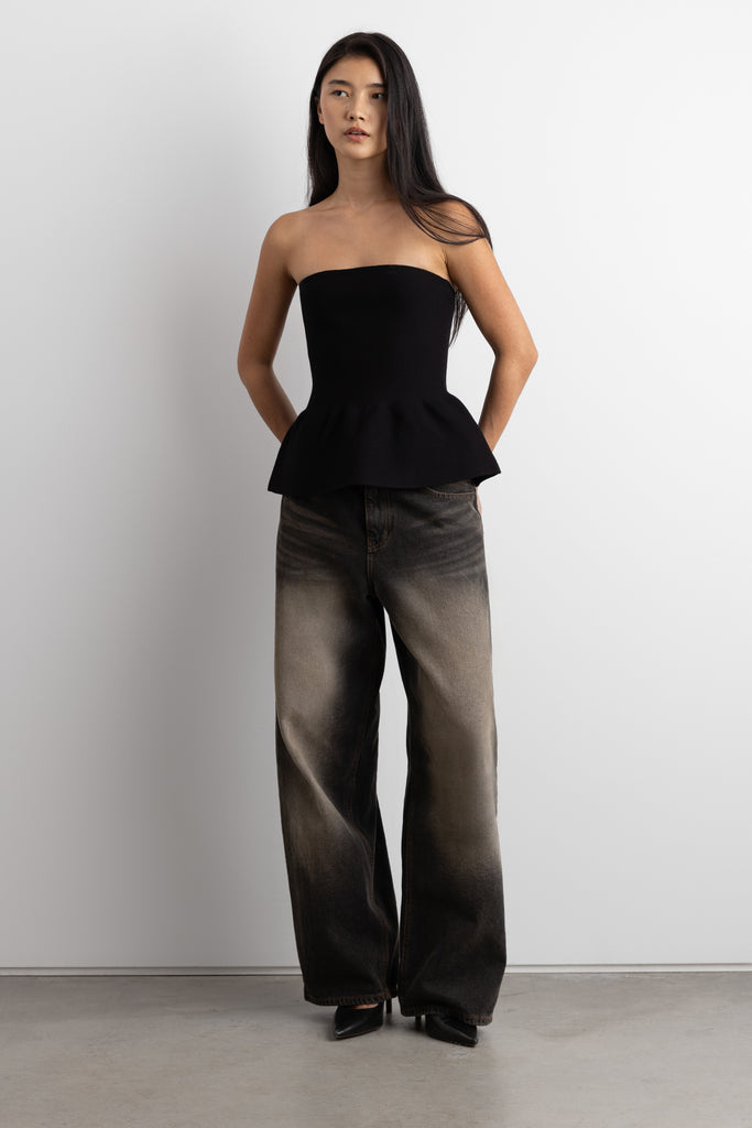 Knit Peplum Tube Top | OAK + FORT – OAK + FORT USA