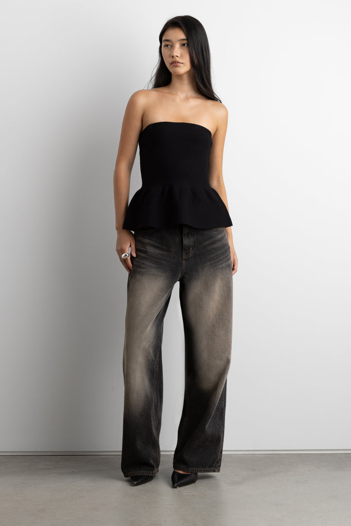 Knit Peplum Tube Top | OAK + FORT – OAK + FORT USA