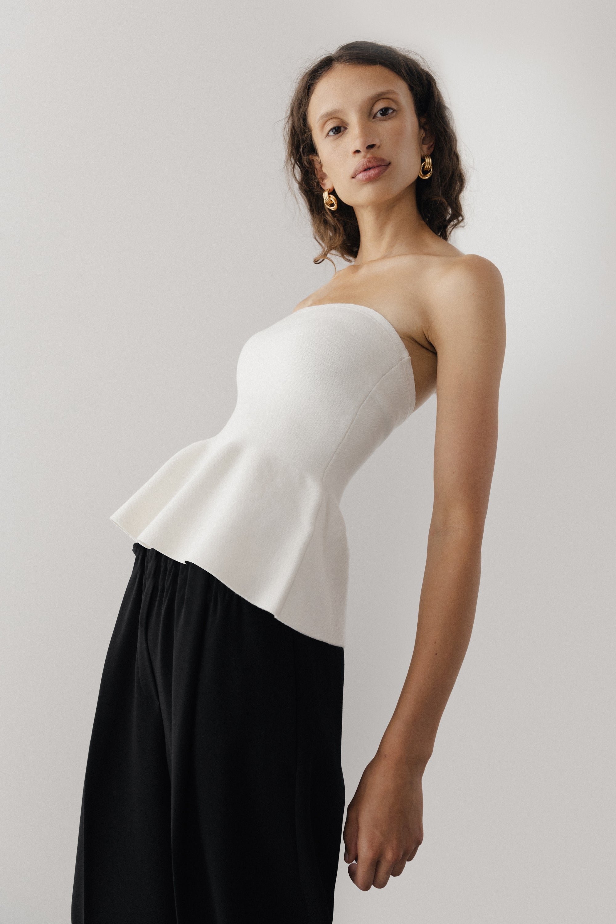 Knit Peplum Tube Top | OAK + FORT – OAK + FORT USA