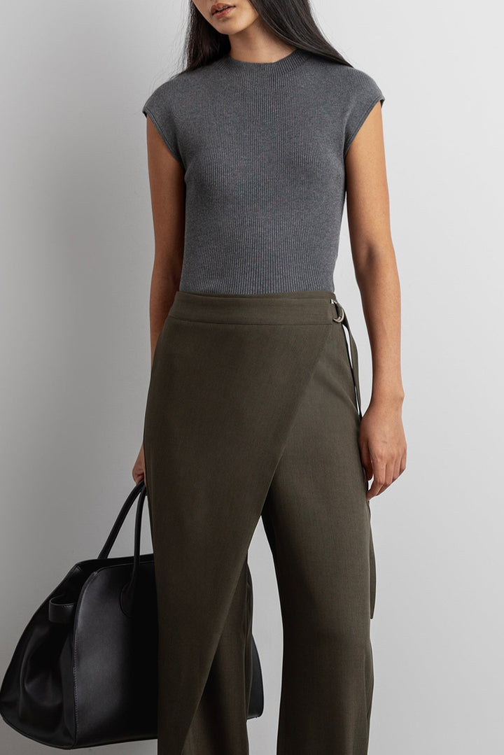 KNIT MOCKNECK TOP in Medium Heather Grey — alternate angle