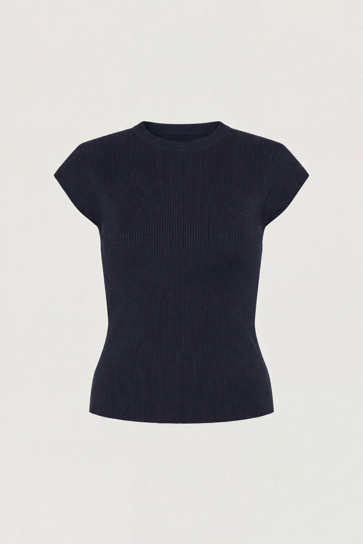 KNIT MOCKNECK TOP in Sky Captain — alternate angle