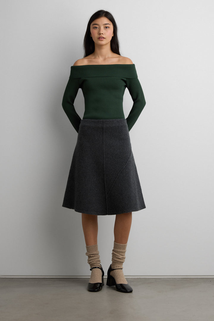 RIBBED OFF THE SHOULDER SWEATER in Sycamore — alternate angle