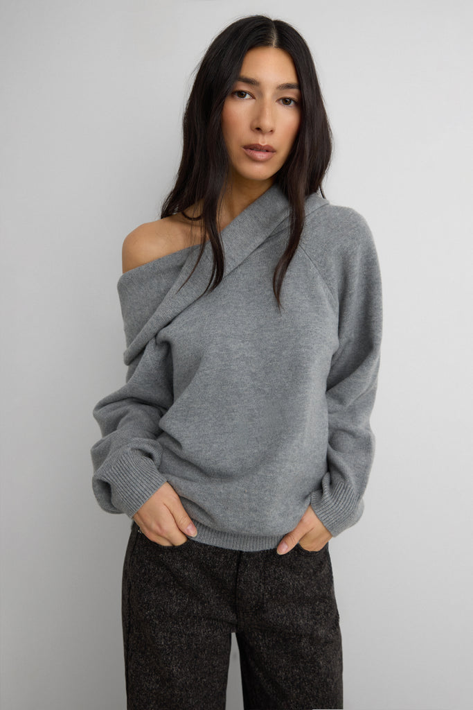 Off The Shoulder Slouchy Knit Sweater | OAK + FORT – OAK + FORT USA