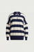 Striped rugby polo sweater in navy cream stripe — main image