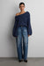 Oversized slouchy off the shoulder sweater in evening blue — main image