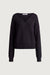 Chunky knit v-neck sweater in black — main image