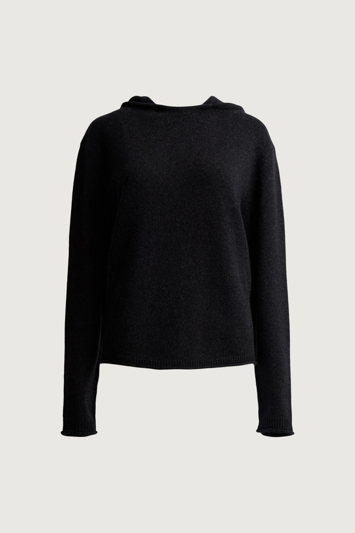 100% CASHMERE HOODIE in Charcoal — alternate angle