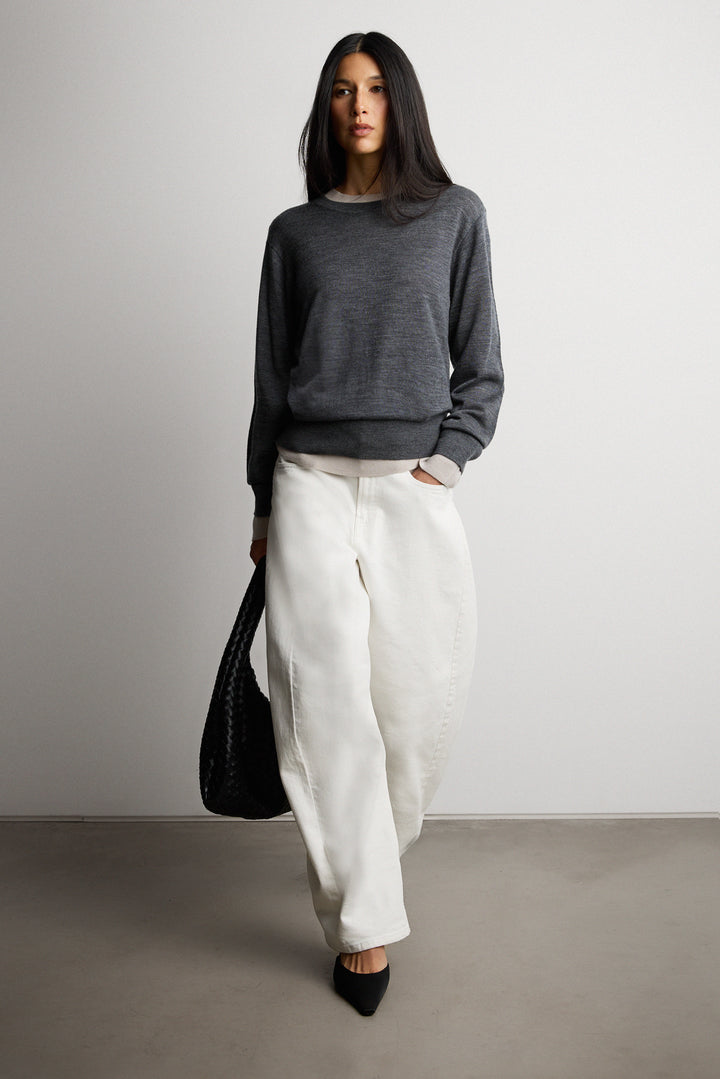 MERINO WOOL SWEATER in Dark Heather Grey — alternate angle