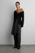 V-neck button front sweater with waist tie in black — main image
