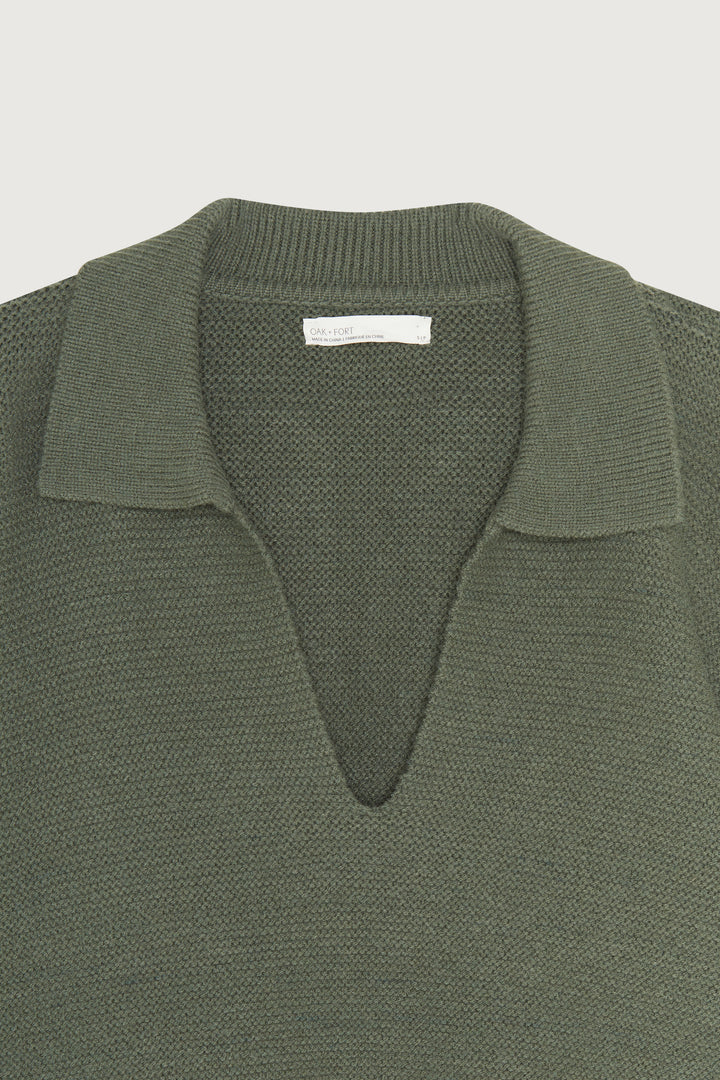 COLLARED SWEATER in Balsam Green — alternate angle