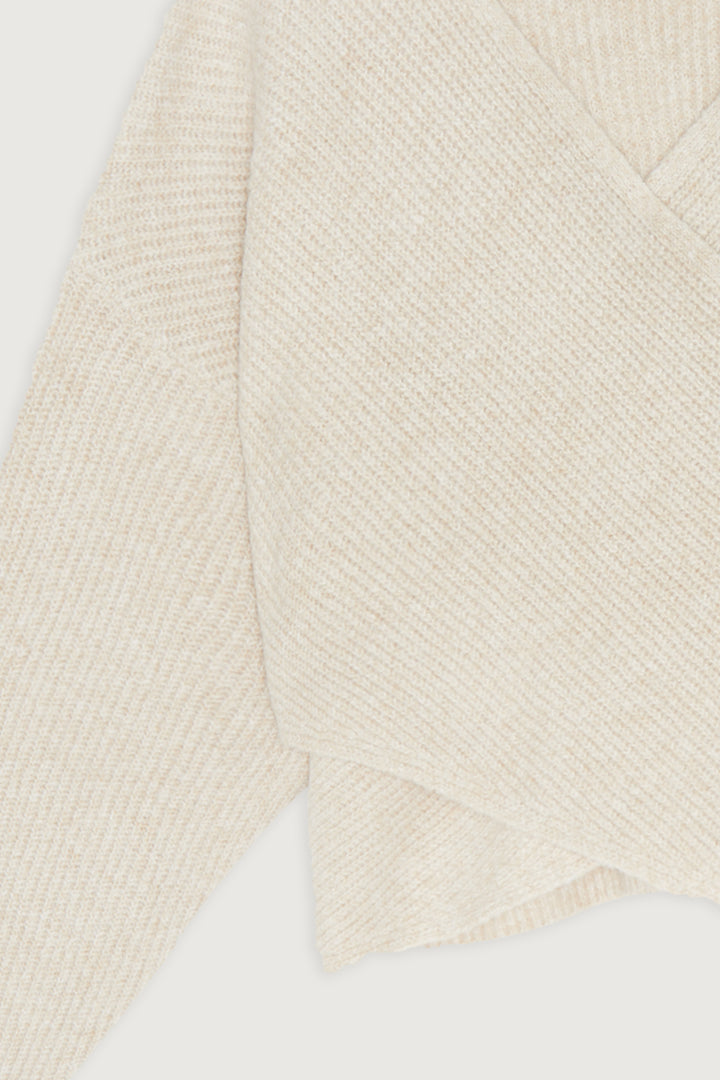 WRAP SWEATER in Heather Oatmeal — alternate angle