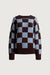 Checkered crewneck sweater in blue bitter chocolate check — main image