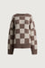 Crewneck sweater in brown lentil check — main image