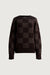 Checkered crewneck sweater in chocolate martini check — main image